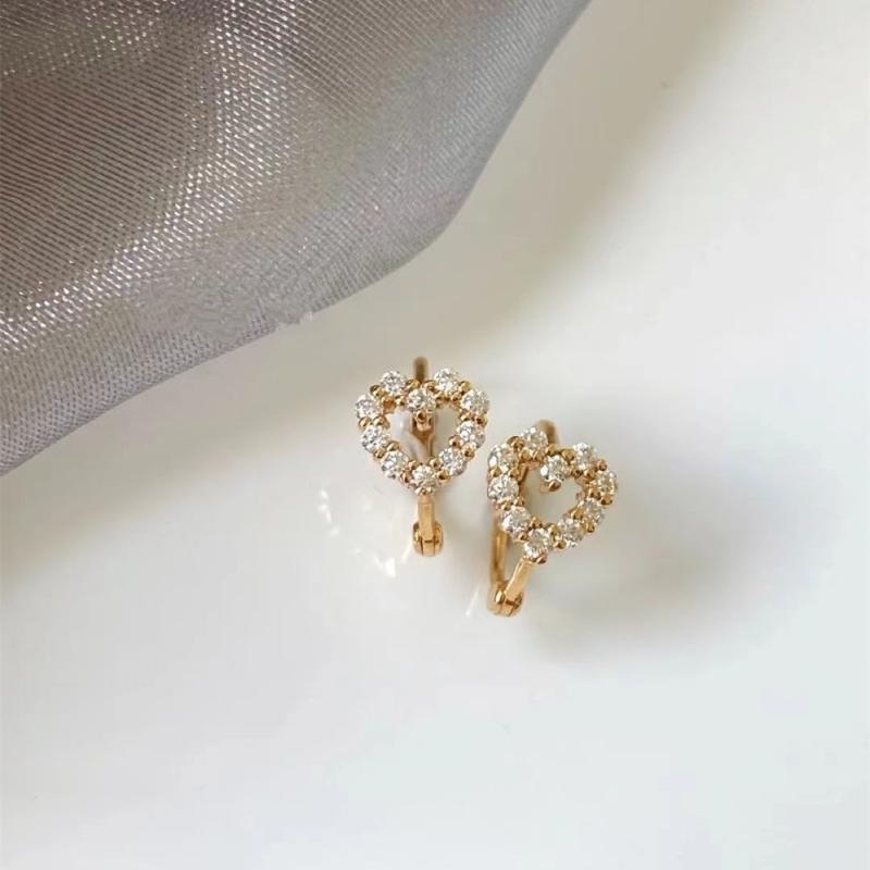 New Cute Sweet Hollow Heart Zircon Hoop Earring For Women Classic Shiny Stud Earrings Fashion Small Trendy Ear Buckle Jewelry