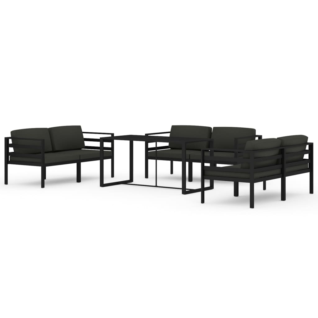 7 Piece Garden Lounge Set with Cushions Aluminum Anthracite
