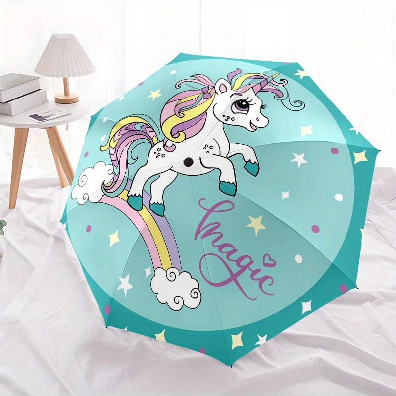 Magical Unicorn Sticker Decal for Kids Room DecorUmbrella, Portable 3-Fold Compact Umbrella,Christmas Gift ES478