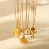 Fashion Versatile Women Necklace Rose Flower Eight Pointed Star Moon Scallop Titanium Steel Pendant Jewelry