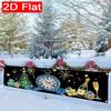 Merry Christmas & Happy New Year Banner, Polyester Outdoor Garden Porch Fence Wall Holiday Decoration