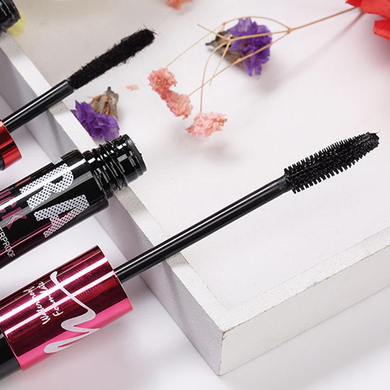 GECOMO Silk Extensions Fiber Mascara Set Double Tube Waterproof Thick Long Lasting Non Smudge Fiber Lengthening