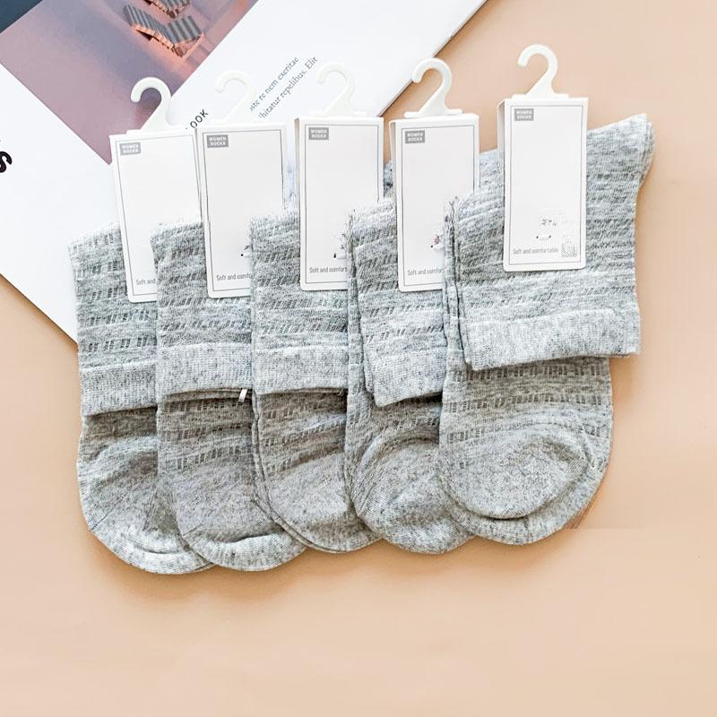 

Женские весенне-летние новые повседневные простые тонкие дышащие хлопковые носки-трубки для кондиционирования воздуха 1 pair серый