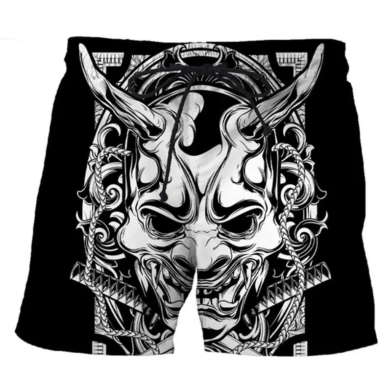 Sommermode 3D-Druck Samurai-Maske Shorts Herren lustige Persönlichkeit Hip-Hop Street Short Hosen Ropa De Hombre Badehose