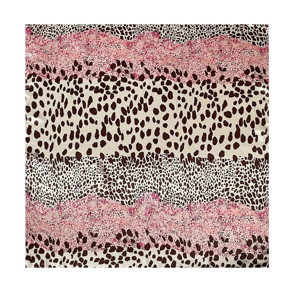 Leopard Printed Square Scarf Imitation Satin Silk Hip Hop Head Scarf Fashion Handkerchief  Women
