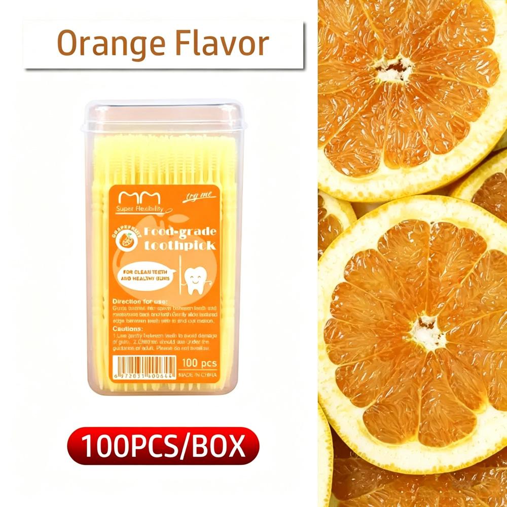 100PCS/Box Double End Fruit Scent Interdental Brushes 4 Flavors Optional Disposable Teeth Gap Cleaning Oral Hygiene Care Tool