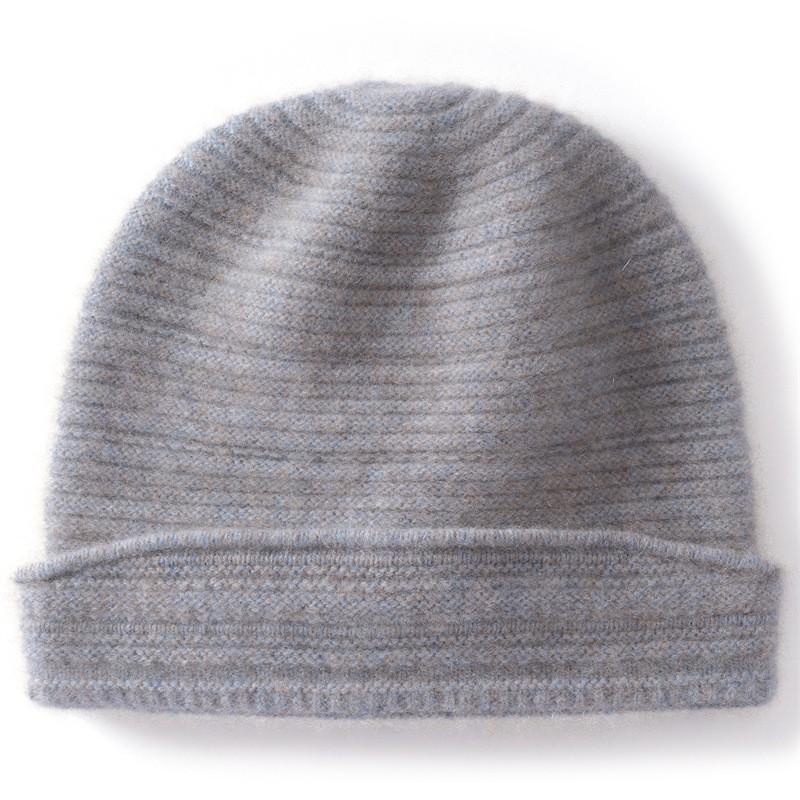 100% Cashmere Knit Beanie Hat Winter Warm Unisex Foldable Plain Style Cold Weather Accessory