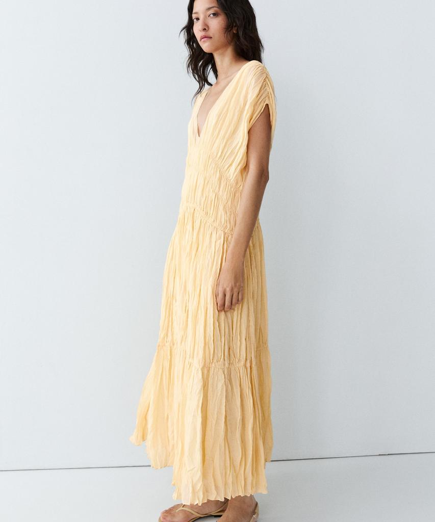 Masimodutti Shirring Detail Fluid Midi Dress