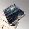 Art Starry Sky Pattern Glass Electroplated Silver Phone Case For iPhone 17 16 Pro Max 15 14 Plus 13 12 11 Pro 16E 17 Air Cover