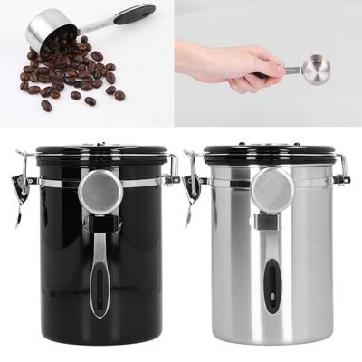 1.8L 304 Stainless Steel Coffee Beans Container with Exhaust Valve  Household Storage Sealing Coffee Beans Jar Kitchen