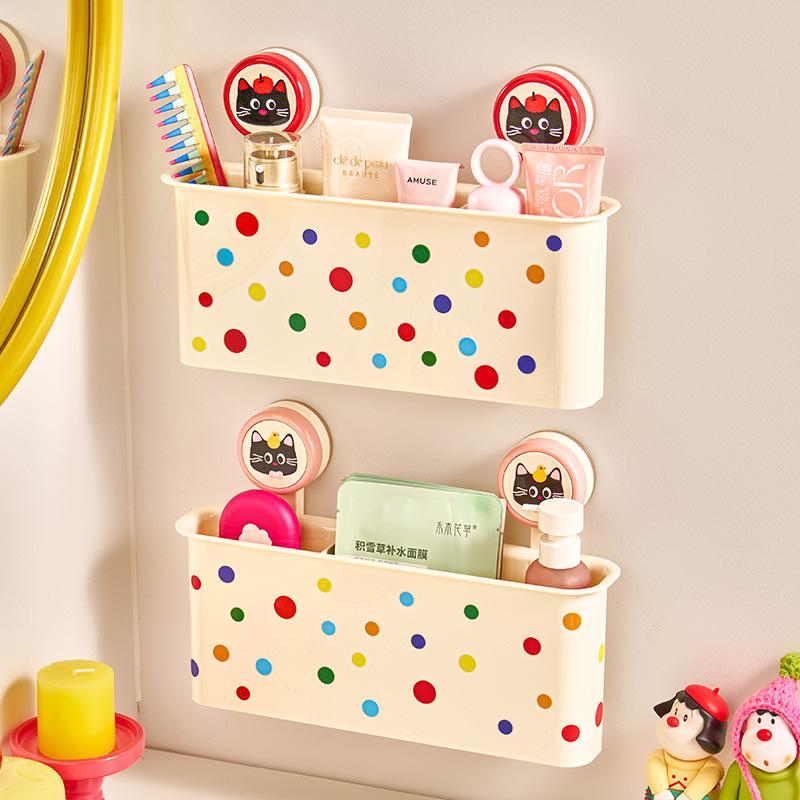 High-end Cosmetic Storage Box Large-capacity Bathroom and Toilet Wall-mounted Non-perforated Suction Cup Shelf