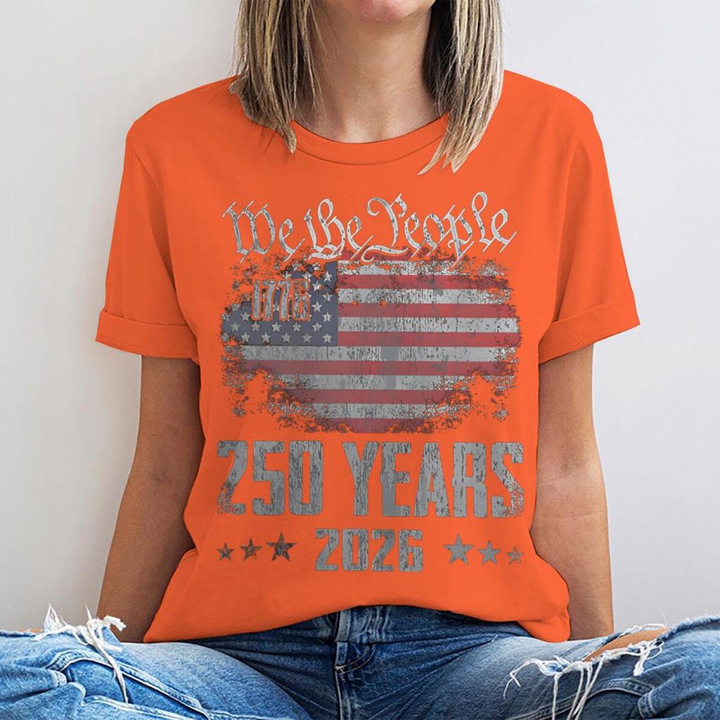 We The People 17762026 Tshirt 250 Years Of Freedom Vintage Usa Flag Graphic Tee Patriotic 4th Of July Casual Unisex Shirt