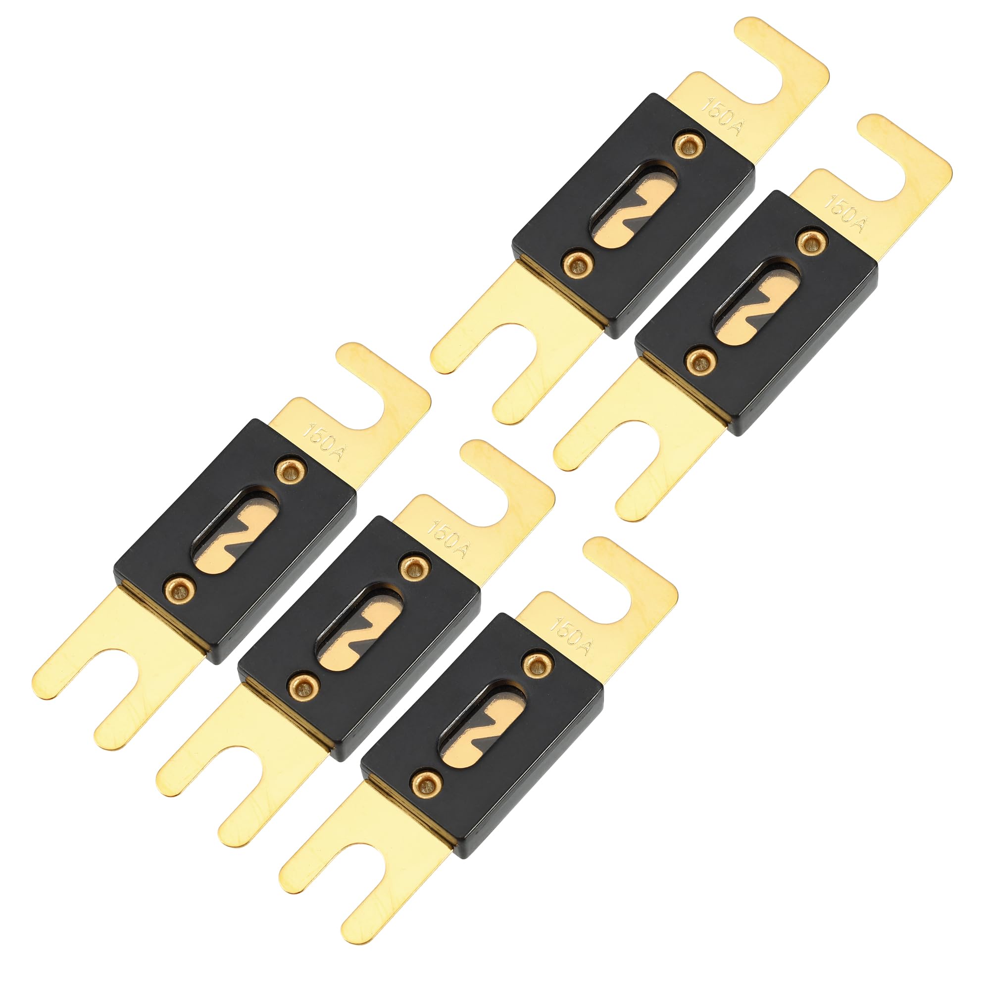 

Hihaha Mini ANL Fuse 150A / Car Audio CD Fuse / Durable Plastic and Metal / 5 Pack Gold Black 150A