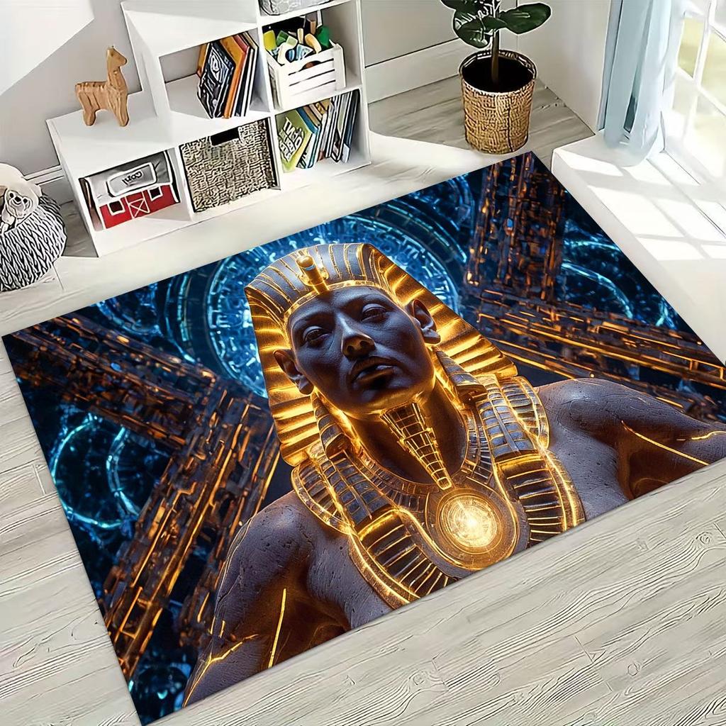 Ancient Egyptian God Dead Anubis Pharaoh Tutankhamun Mask Rug Carpet for Bedroom Living Room Sofa Doormat Decor,Non-slip Mat
