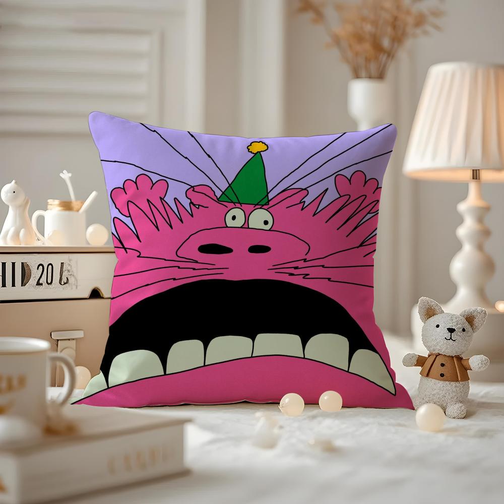 Cute Retro Illustration Cushion Cover Pattern Printed Pillowcase For Living Room Sofa Cushion Cover & Bedroom Decor