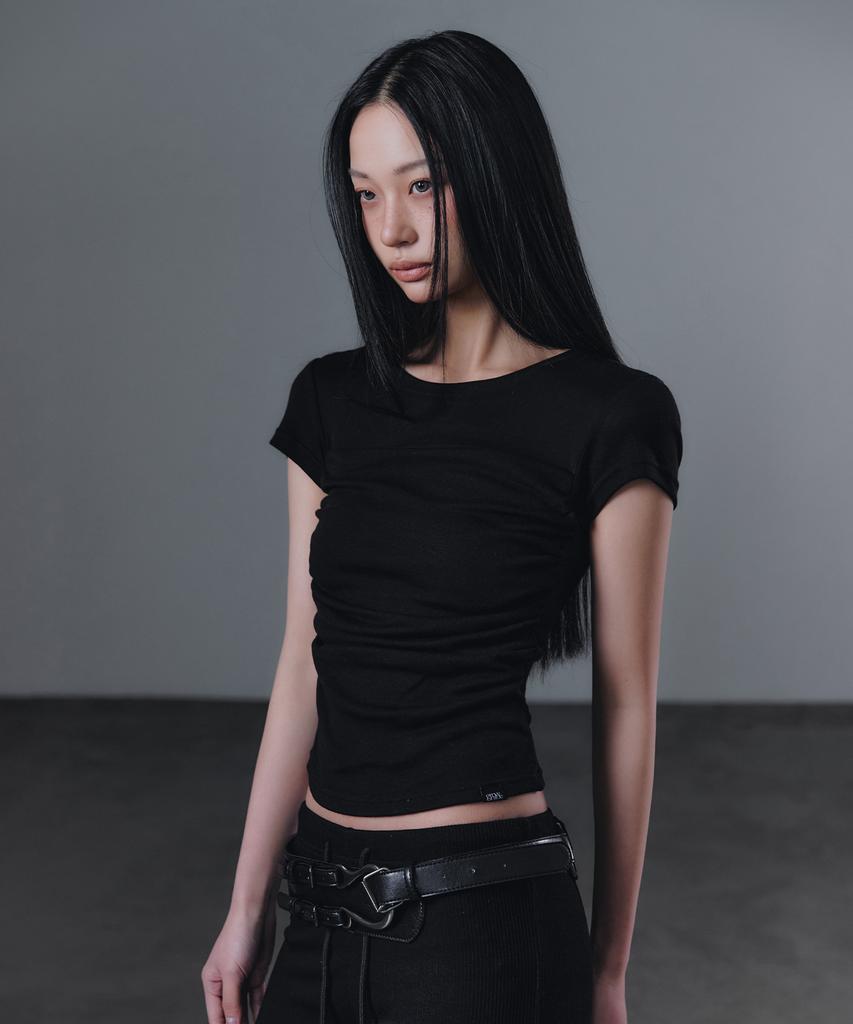 Geulouhaideu Milan Wave Shirring T-Shirt [Short Sleeve/Long Sleeve]