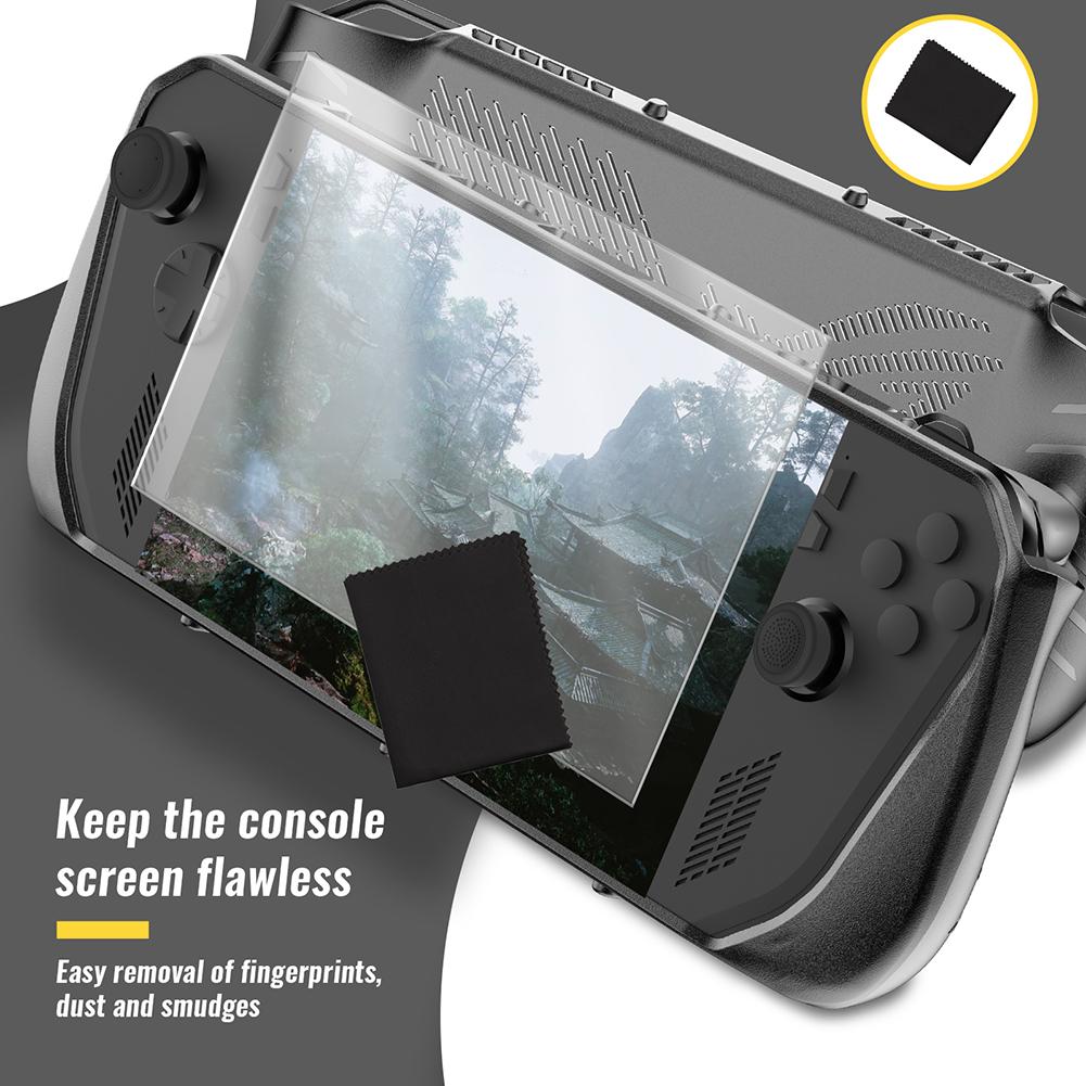 For Asus ROG Ally X TPU Protector Shell Sleeve W/ Thumb Stick Cap Tempered Glass Screen Protector with Stand Shell Sleeve Case