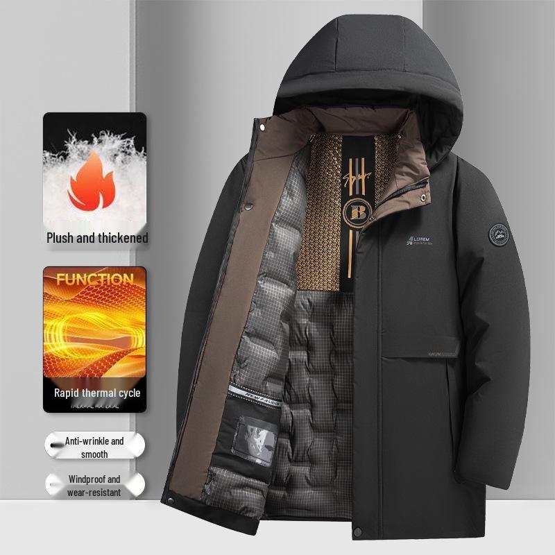 Men's Winter Thickened Cotton Jacket with Detachable Hood - Trendy, Warm, and Loose-Fit Coat for Dads
