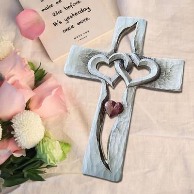Sculpture Sculptée Cœur Entrelacé Ornements Sacrés pour Décoration Murale Thanksgiving Saint-Valentin