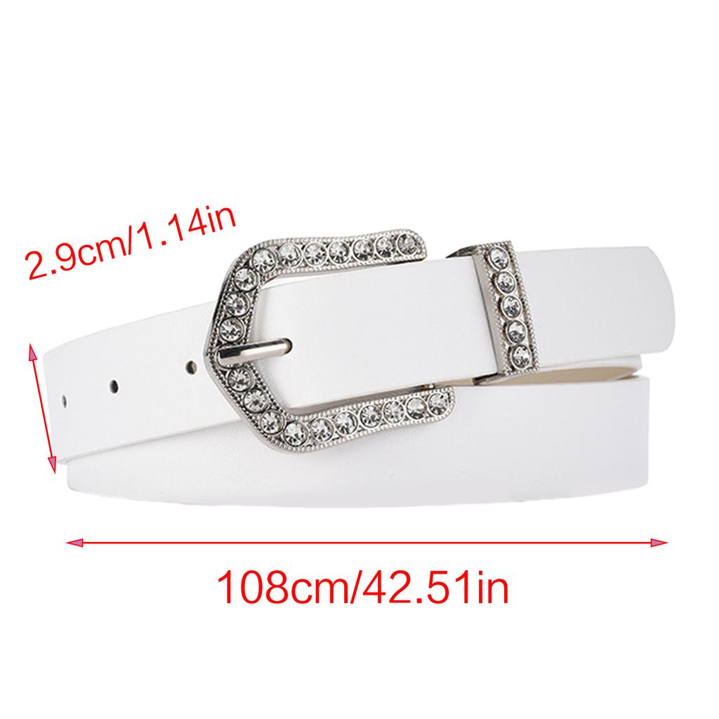 Rhinestone Buckle Belt for Women Simple Pin Buckle Waiststrap All Matching Female Casual Waistband Fashion Accessories