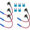 5PCS Car Add-a-Circuit Fuse Tap Adapter, 12V Mini Blade Fuse Tap Adapter Kit with 15 Amp Blade Fuses, Expandable Automotive ATM APM Fuses Holder for