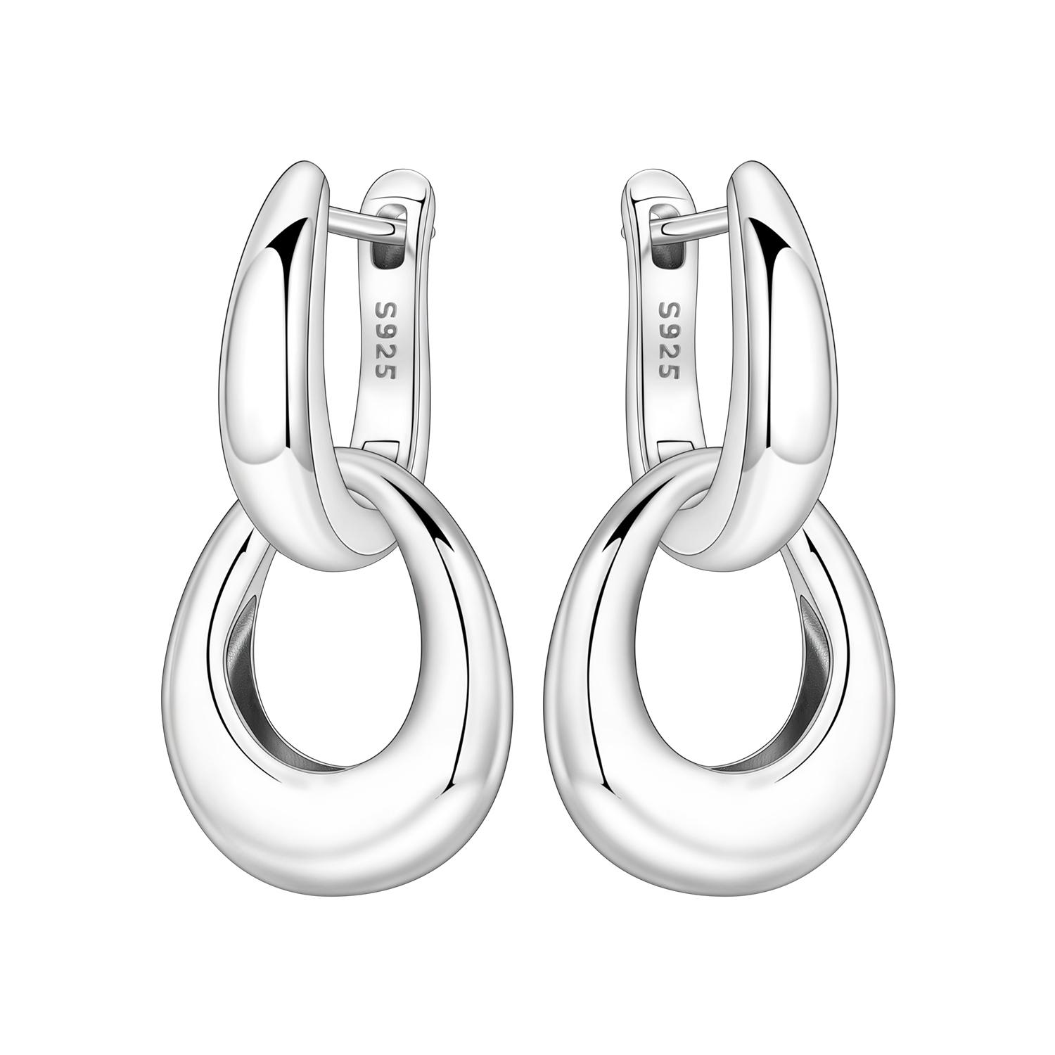 

Orstarry 925 Sterling Silver Double Loop Minimalist Drop Earrings Women Earrings Charm Trend Versatile Party Jewelry Gifts