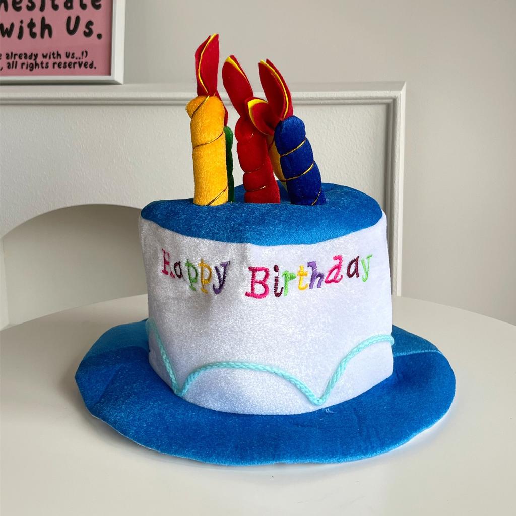 Plush Birthday Cake Hat and Glasses Set 2pcs Novelty Birthday Party Accessories for Kids Adults Happy Birthday Celebration Decor