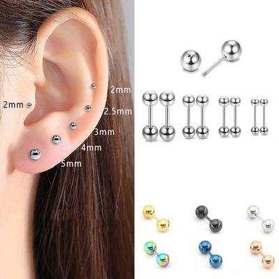 1Pair Medical Titanium Steel Stud Earring Small Ball Screws Small Earrings Ear Bone Nail Lip Piercing Body