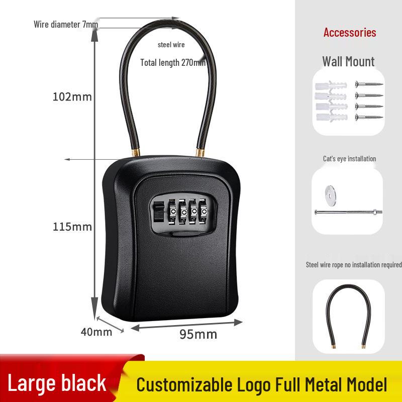Wall-Mounted Key Lock Box for Temporary Sites with Peephole - No Drill Installation