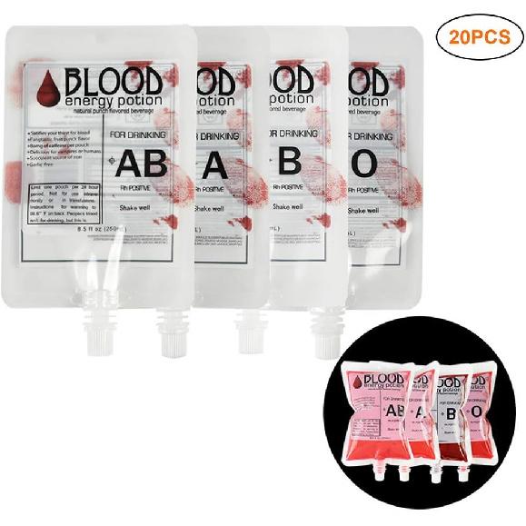 20PCS Halloween Cosplay Drink Container Bag Food Grade Material Vampire Pouch Props Zombie Beverage Drinks Bags