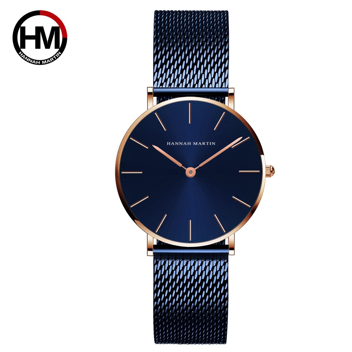 

Hannah Martin Waterproof Watch Fashion Casual Women S Quartz Watch синий
