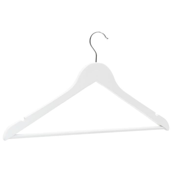 Cintres antidérapants - vidaXL - 50 pcs - Bois dur - Blanc - Crochet rotatif 360°