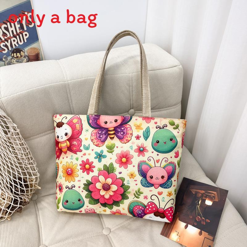 Ethnic Style Canvas Shoulder Bag With Bright Print For Daily Use