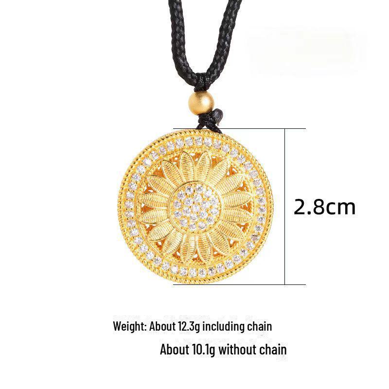 Ancient Gold Sand Eight-Treasure Compass Blessing Necklace - Chinese Retro Copper Alloy Jewelry