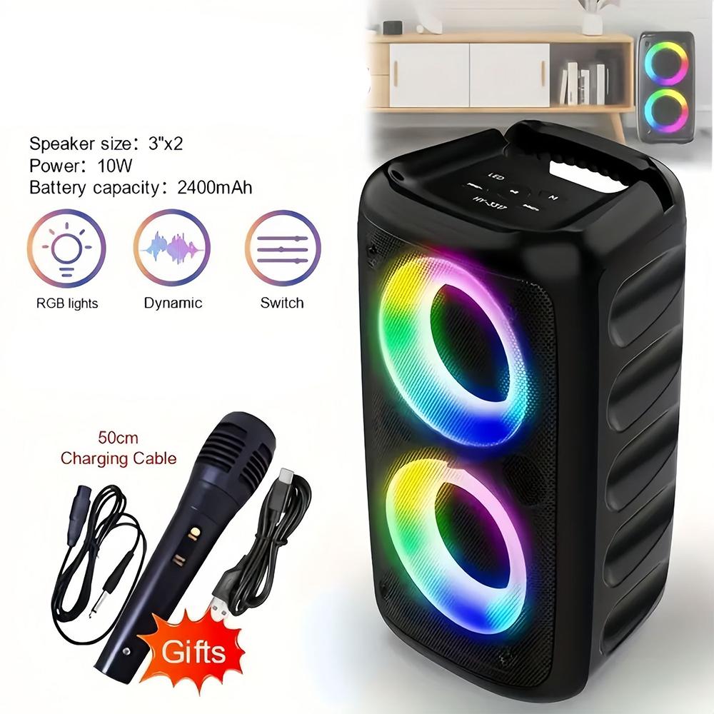 

Портативная Bluetooth-колонка с сабвуфером Караоке Радио Caixa De Som Box Music Сабвуфер Тяжелый Бас Громкий Звук Система для Вечеринок чёрный