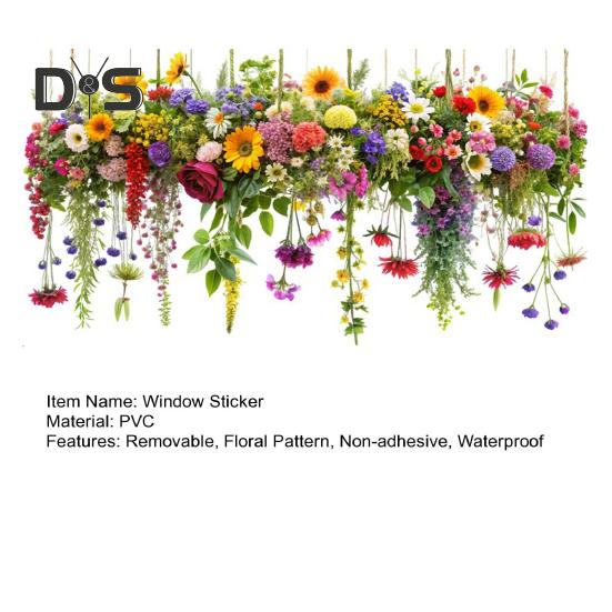 Flowers Spring Window Clings Removable Anti-Collision Window Stickers Waterproof Static Clings for Glass Window Door Decoration