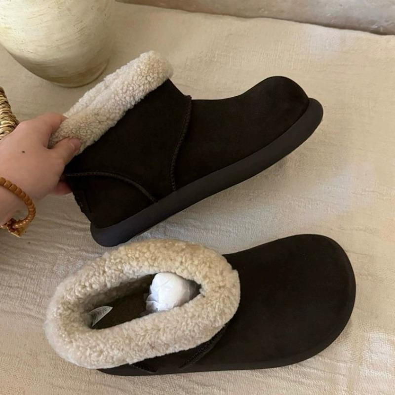 New Styles of Snow Boots, Women's Shoes, Large-head Fleece Anti-slip Shoes, Short Boots