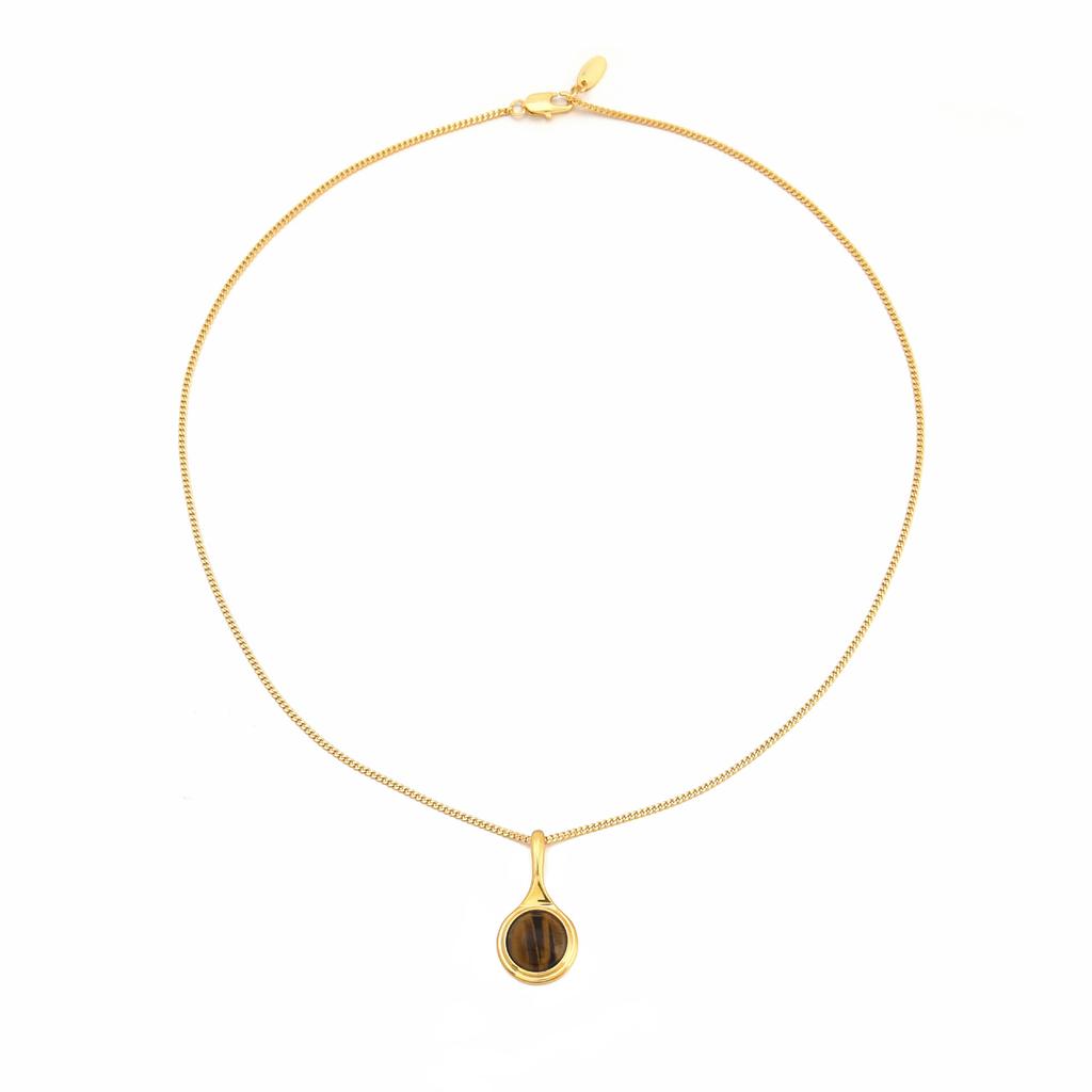 Autumn and winter explosion Maillard tiger's eye stone beaded necklace bracelet high-end agate light luxury retro collarbone chain stacked wear