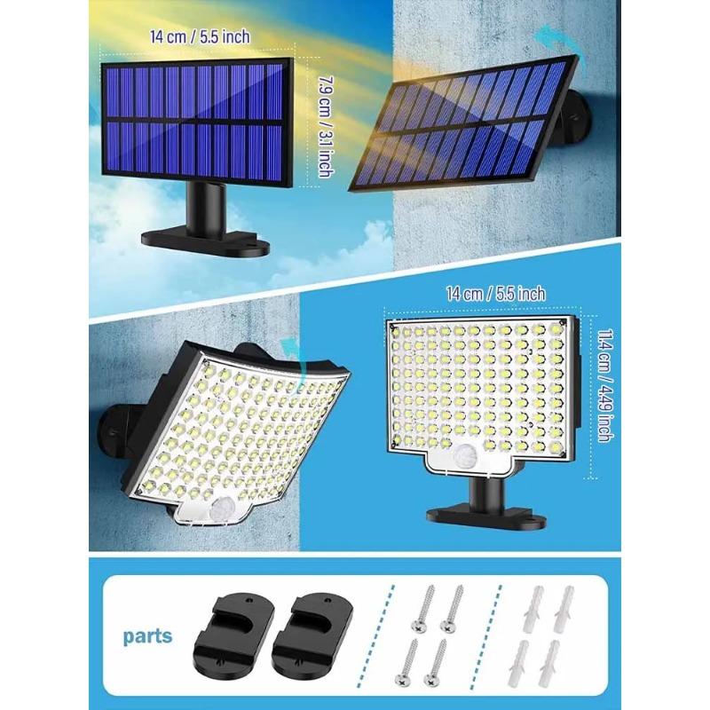 Solar Light Outdoor 106LED Spotlights IP65 Waterproof Motion Sensor Human Induction Solar Flood Security Lights 3 Lighting Modes