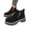 2025 round head side zipper Martin boots short boots thick heel new autumn and winter large size foreign trade women's short boots women