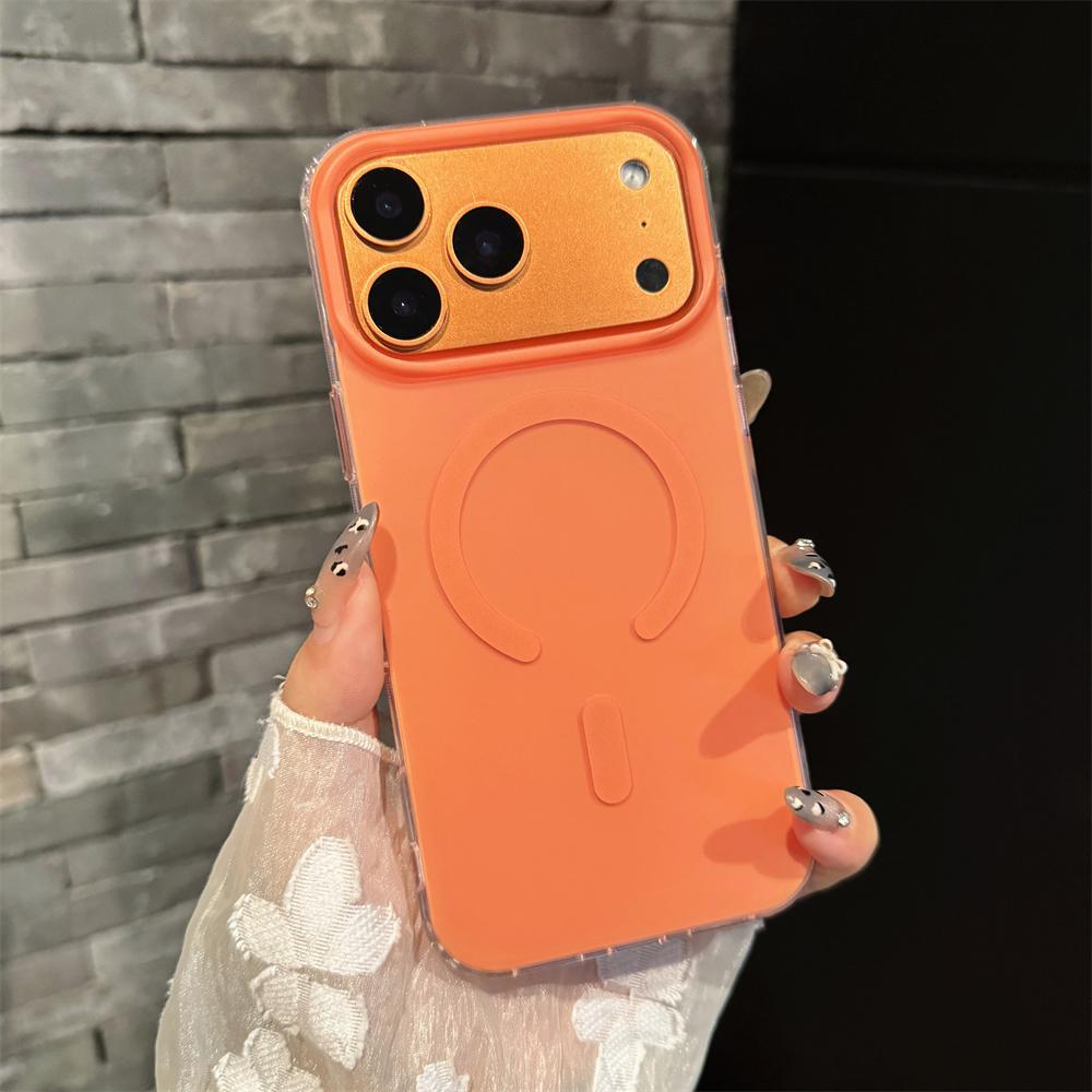 Frosted Magnetic Case For Magsafe Magnetic Phone Case For iPhone 17 16 15 Pro Max Air With Holder Wireless Charging Cover