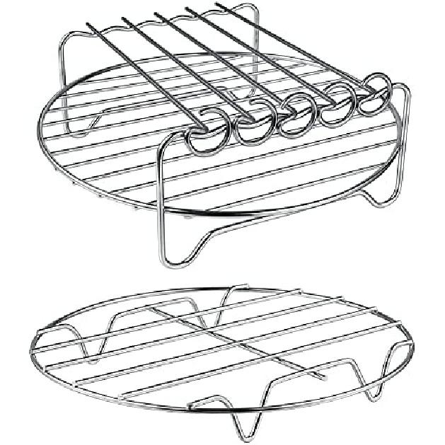 Stojak do frytkownicy powietrznej XL Zestaw akcesoriów do frytkownicy powietrznej 2 szt., Stojak dwuwarstwowy ze szpikulcem, Układany metalowy uchwyt
