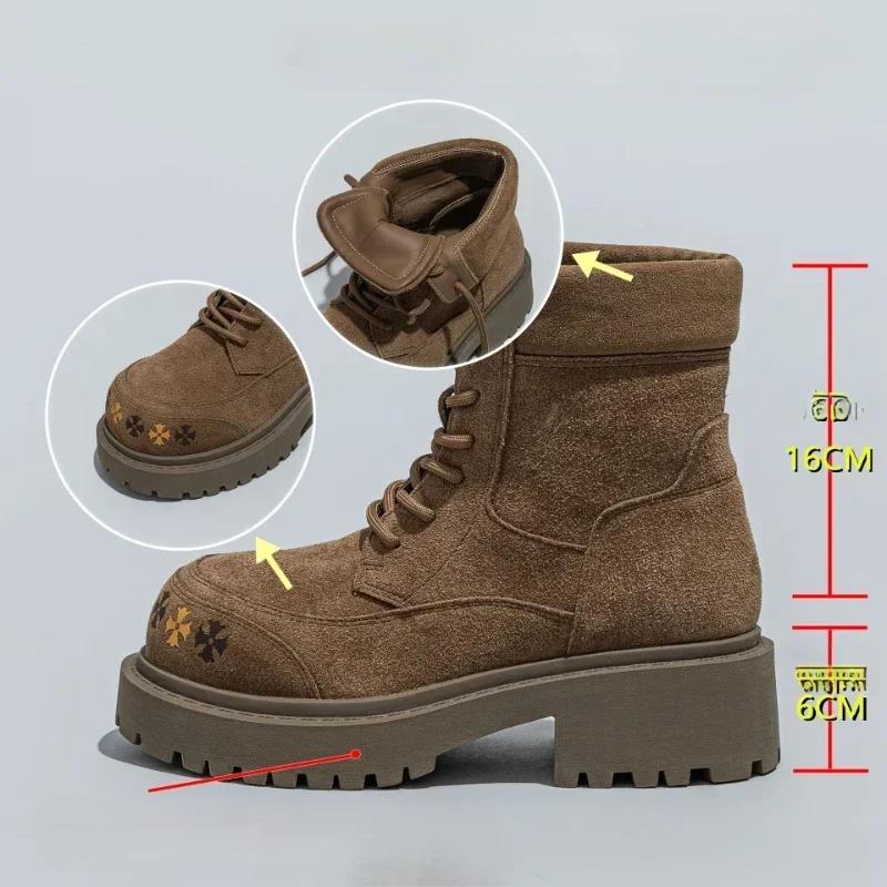 Fashion 2025 Fashion Lace Up Women's Boots Shining Water Diamond Round Head Leopard Pattern Short Boots Thick Heel Luxury Warm Shoes