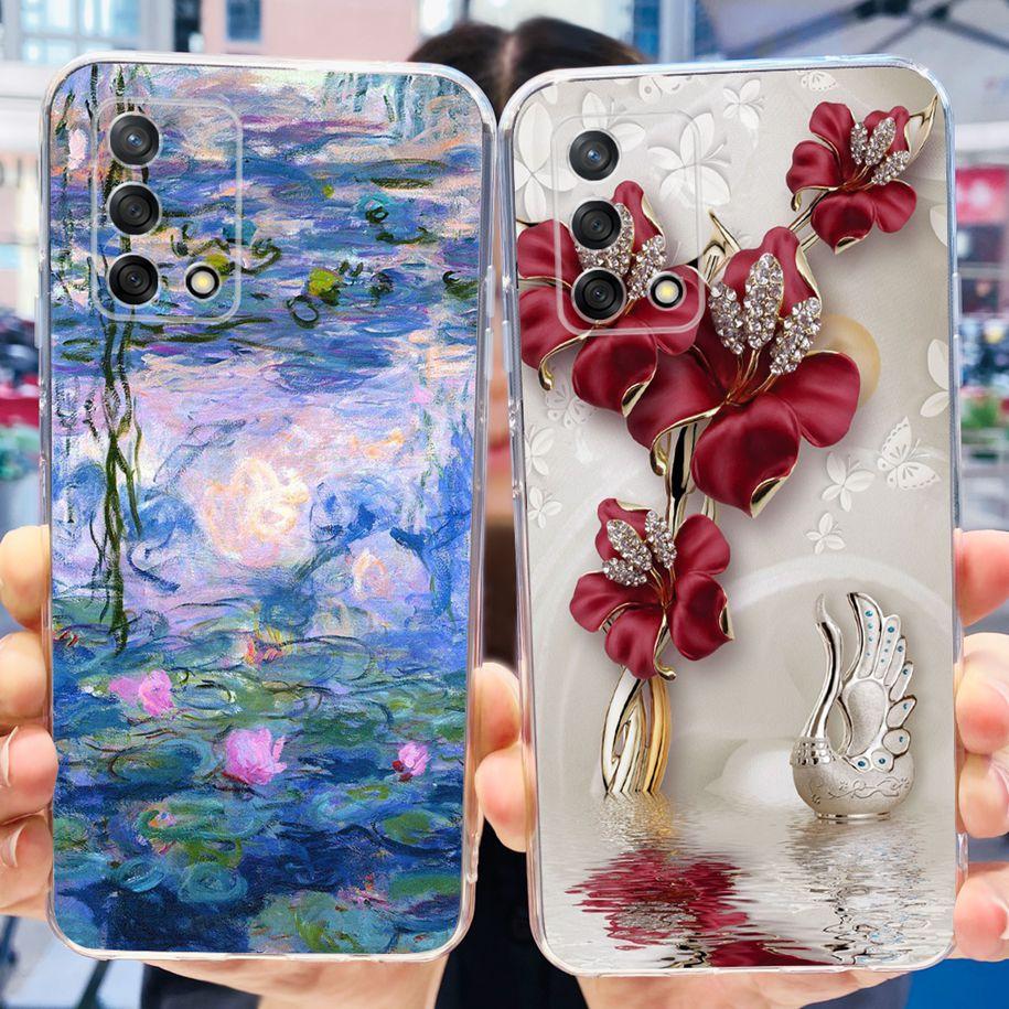 For OPPO A74 4G Case CHP2219 Cover Popular Flower Art Painted Soft Silicone Case For OPPO A95 4G Reno6 Lite CHP2365 OPPOA74 Etui