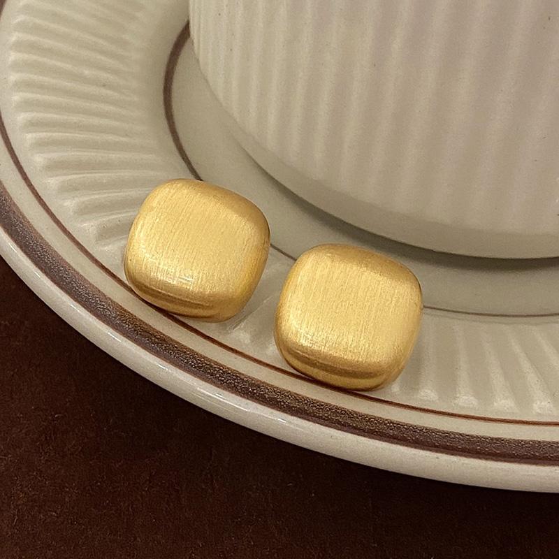 PONYKISS  Sterling Silver Wire Drawing Square Stud Earrings for Women Trendy Fine  Minimalist Geometric Accessories