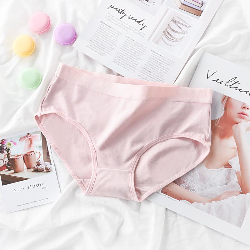 Summer Candy Color Japanese Style Mid-Waist Cotton Panties for Women