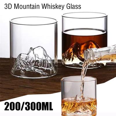 Bicchiere da Whisky Montagna 3D 200/300/350ML, Tazza Trasparente Multiuso per Birra Tè Caffè per Casa, Tazza Paesaggio 3D per Bar Festa