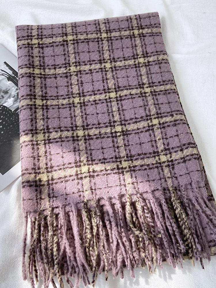 Women Winter Knitted Scarf Headscarf Ladies Men Casual Vintage Plaid Tassel Scarve Mujer Male Foulard Long Wrap Shawl Unisex New