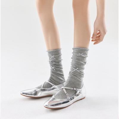 Damen Frühling und Sommer Dünner Stil Schleife Spitze Ballettstil Lange Stulpe Baumwollsocken
