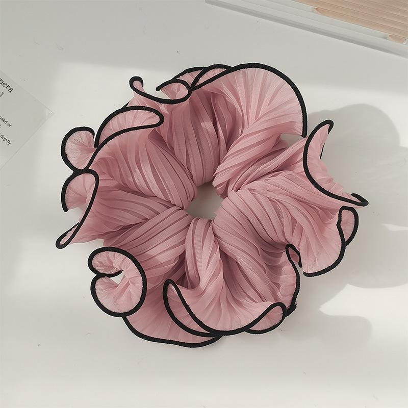 1Pcs New Korean Retro Folded Chiffon Oversize Scrunchies Women Sweet Temperament Fashion Exaggerated Hair Band Hair Accessorie